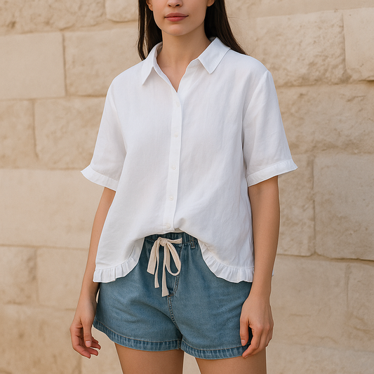 Chemise Élégante en Coton Printemps-Été pour Femme