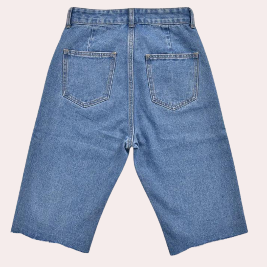 Short en jean taille haute pour femme