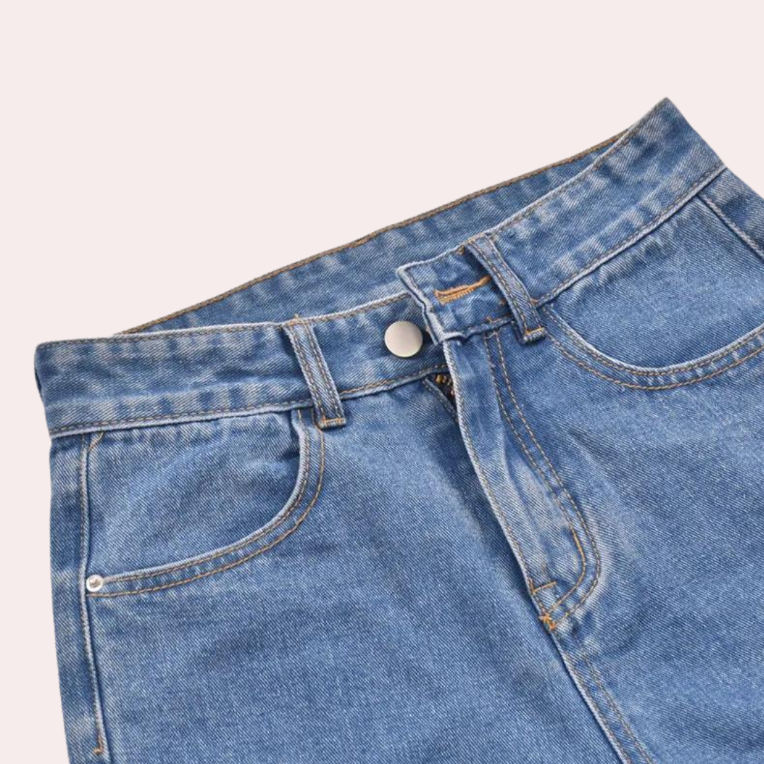 Short en jean taille haute pour femme