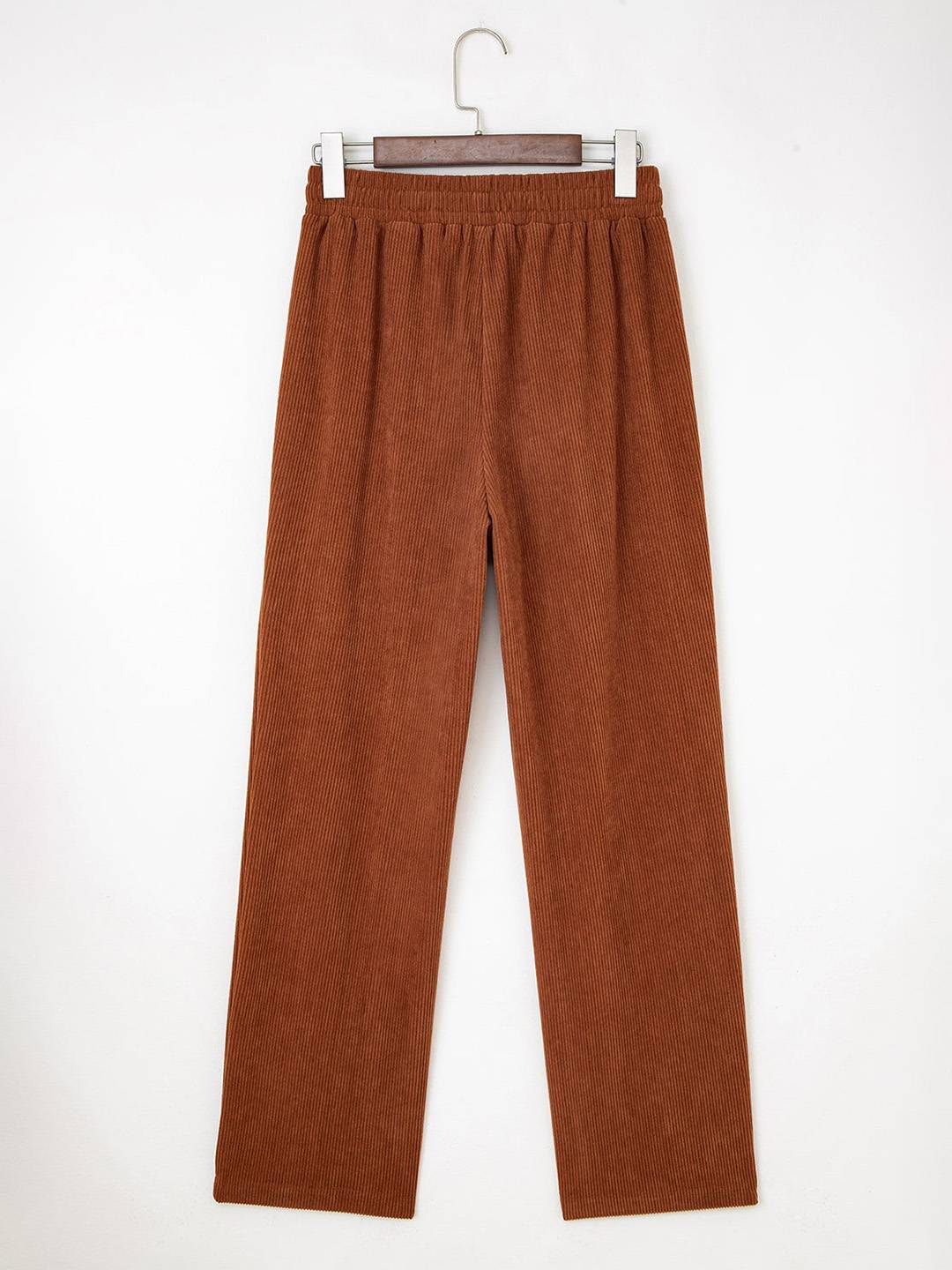 Pantalon Large Élégant en Velours pour Femme – Style Décontracté Chic Uni avec Cordon