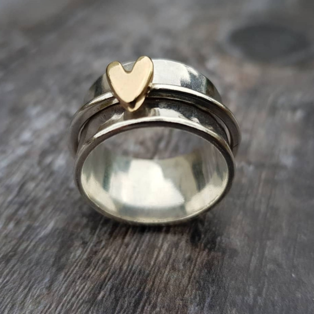 Bague Coeur Doree et Argent Femme Luxe – Style Elegant Raffine et Lumineux.