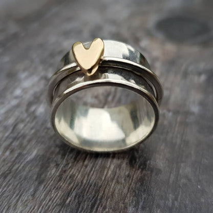 Bague Coeur Doree et Argent Femme Luxe – Style Elegant Raffine et Lumineux.