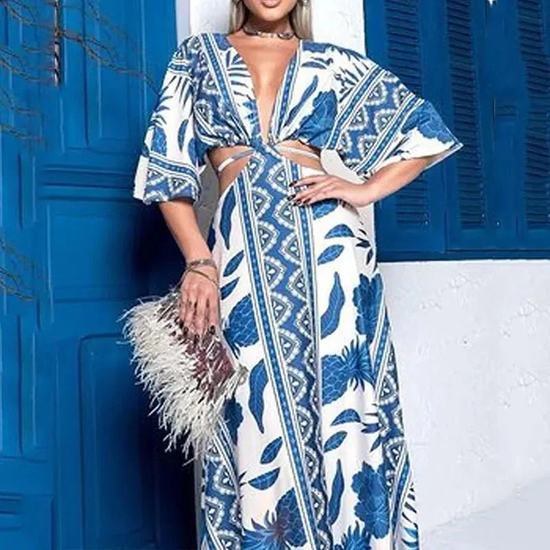 Robe maxi imprimee femme a coupe fluide - Legere et estivale