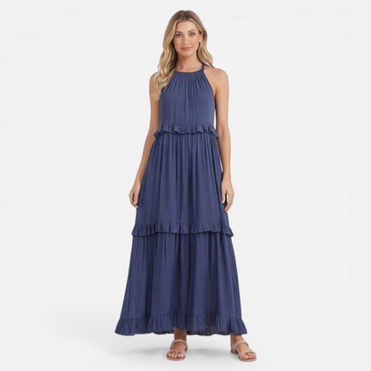 Robe Maxi Femme à Volants – Style Léger Sans Manches Été