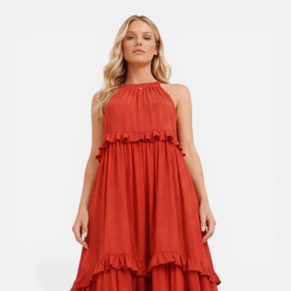 Robe Maxi Femme à Volants – Style Léger Sans Manches Été
