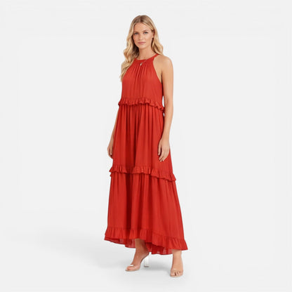 Robe Maxi Femme à Volants – Style Léger Sans Manches Été