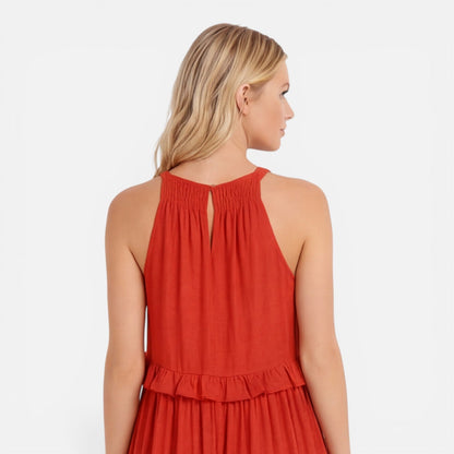 Robe Maxi Femme à Volants – Style Léger Sans Manches Été