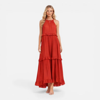 Robe Maxi Femme à Volants – Style Léger Sans Manches Été