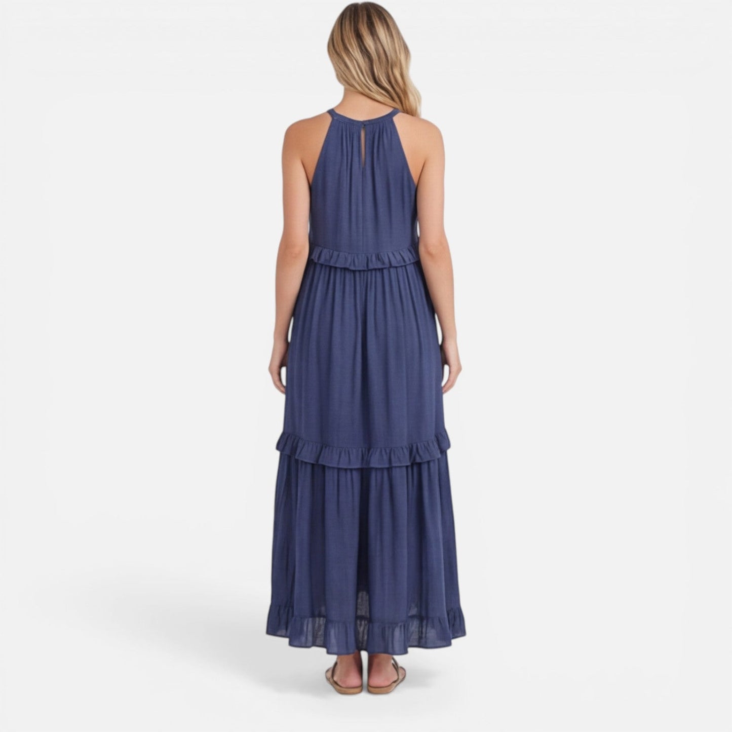 Robe Maxi Femme à Volants – Style Léger Sans Manches Été