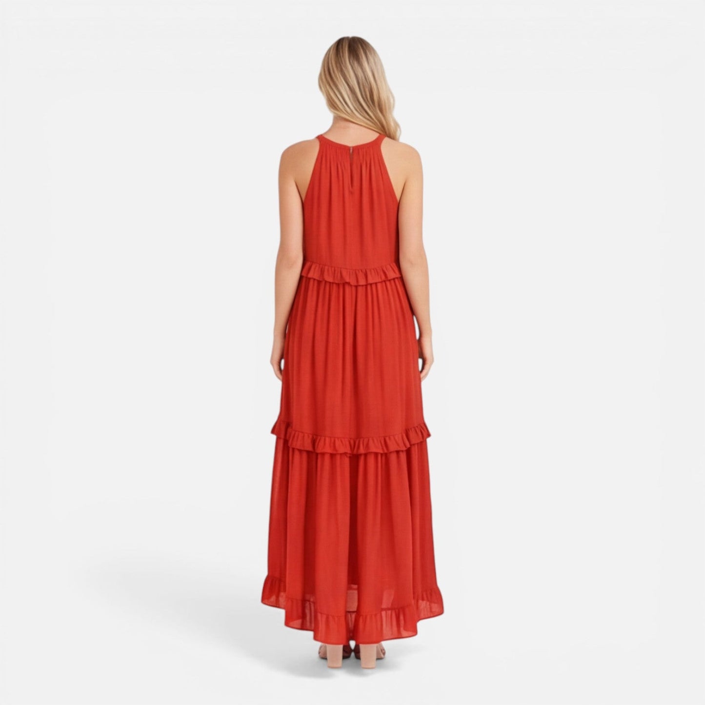 Robe Maxi Femme à Volants – Style Léger Sans Manches Été