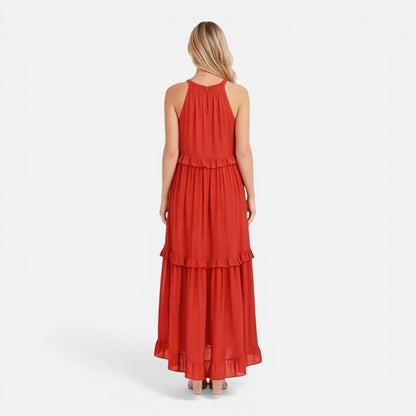 Robe Maxi Femme à Volants – Style Léger Sans Manches Été