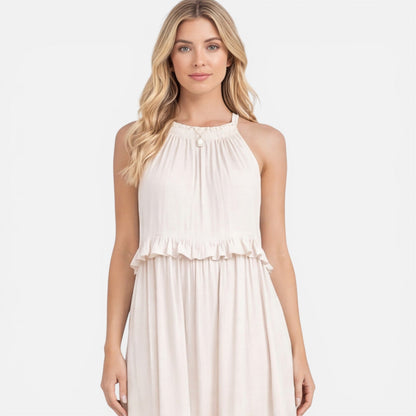 Robe Maxi Femme à Volants – Style Léger Sans Manches Été