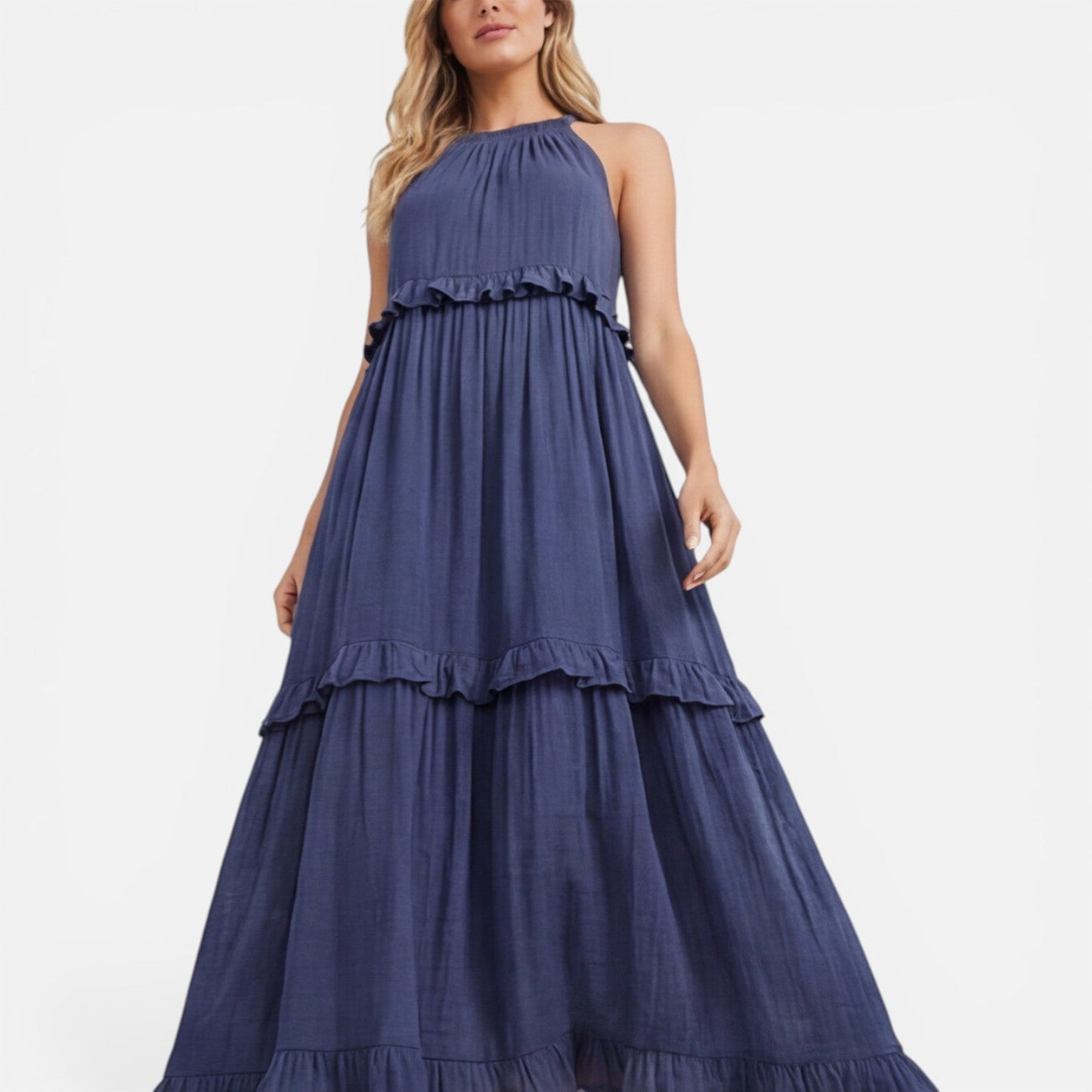 Robe Maxi Femme à Volants – Style Léger Sans Manches Été