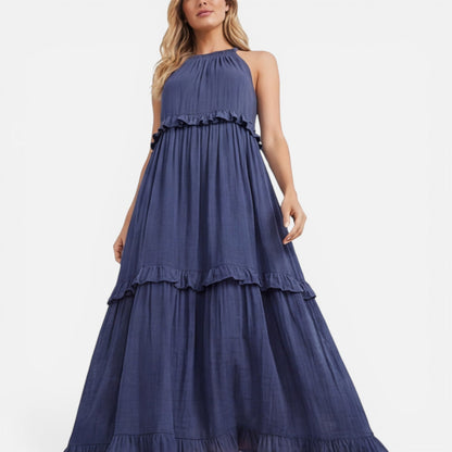 Robe Maxi Femme à Volants – Style Léger Sans Manches Été