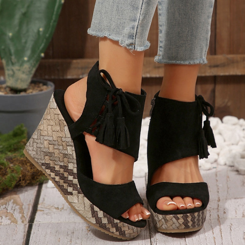 Sandales Compensées Bohème Chic Femme – Plateforme Haute Confort Été