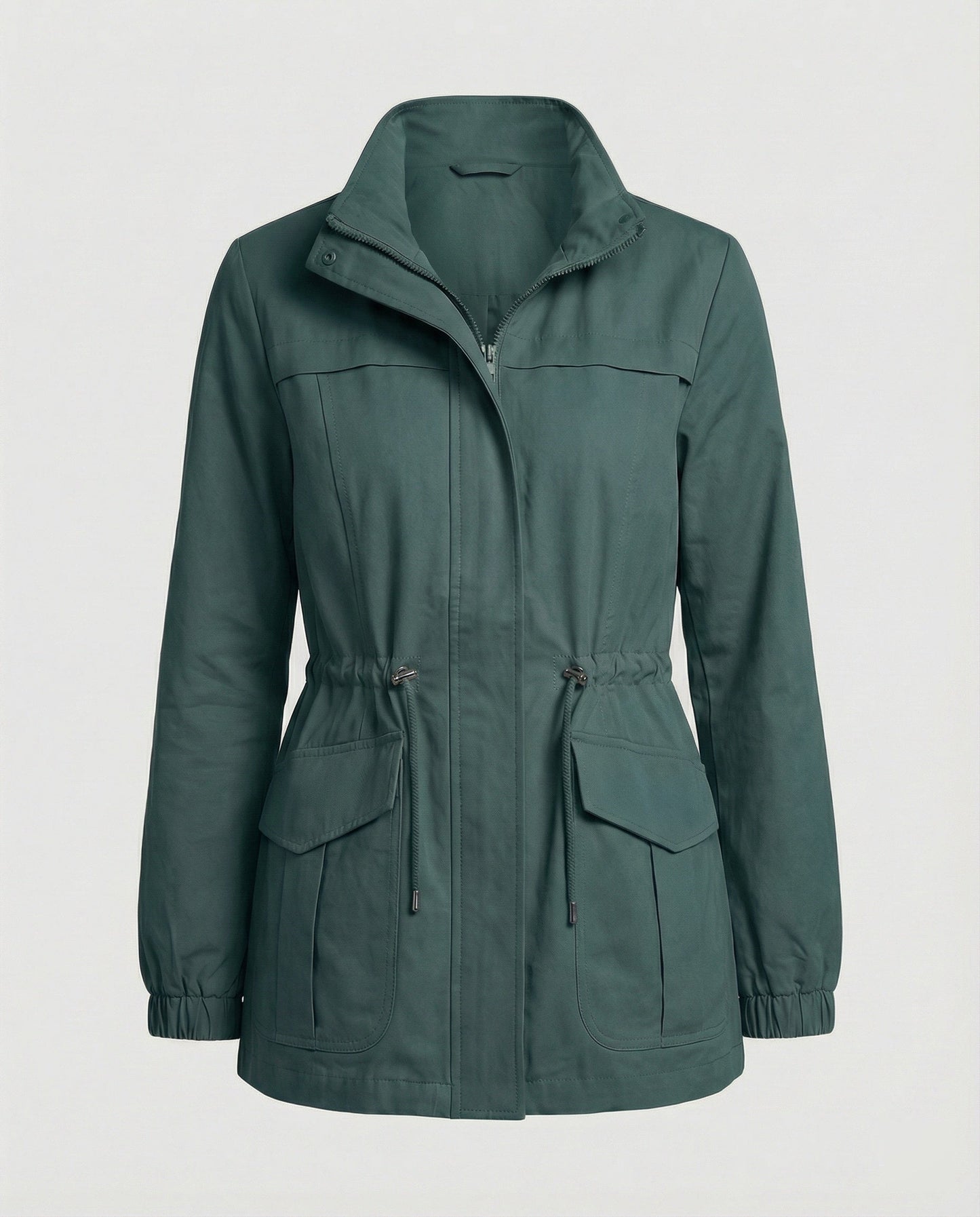 Women's Utility Jacket with Adjustable Waist - Casual Chic and Practical