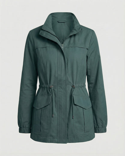 Women's Utility Jacket with Adjustable Waist - Casual Chic and Practical