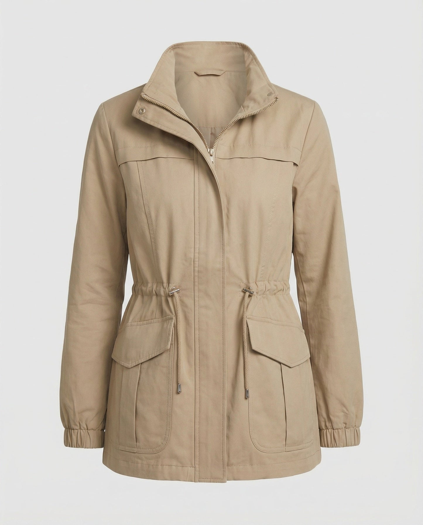 Women's Utility Jacket with Adjustable Waist - Casual Chic and Practical