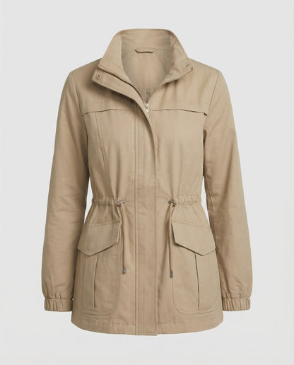 Women's Utility Jacket with Adjustable Waist - Casual Chic and Practical