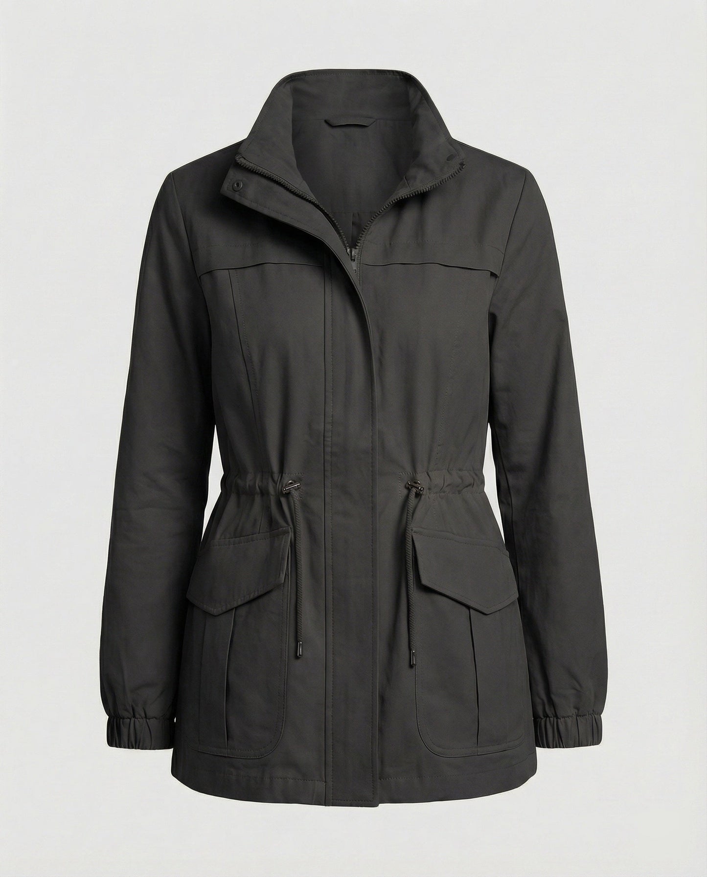 Women's Utility Jacket with Adjustable Waist - Casual Chic and Practical
