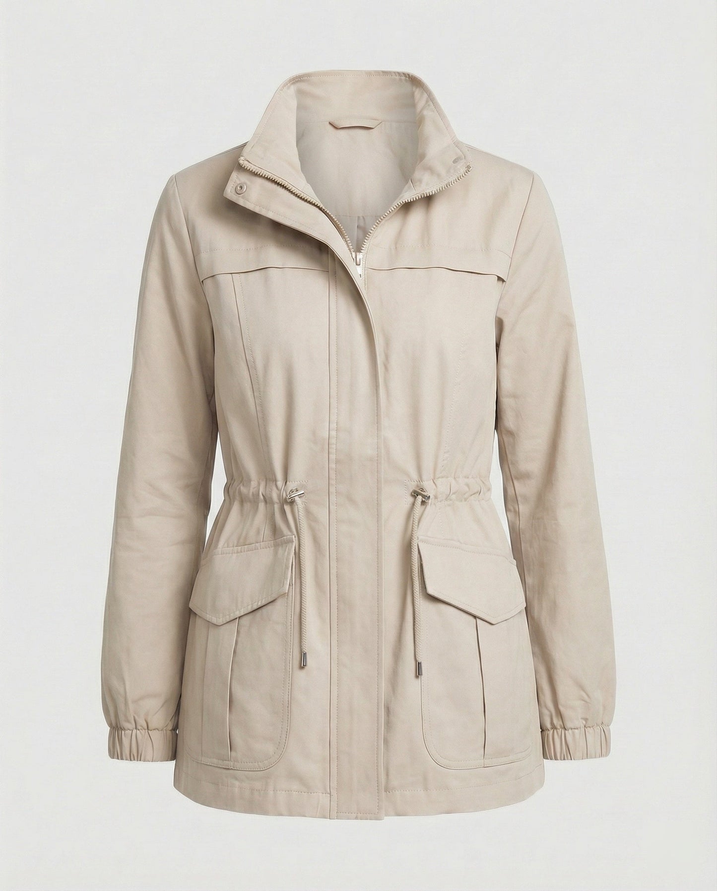 Women's Utility Jacket with Adjustable Waist - Casual Chic and Practical