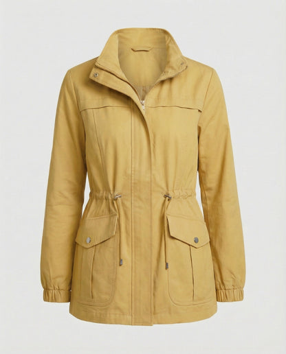 Women's Utility Jacket with Adjustable Waist - Casual Chic and Practical