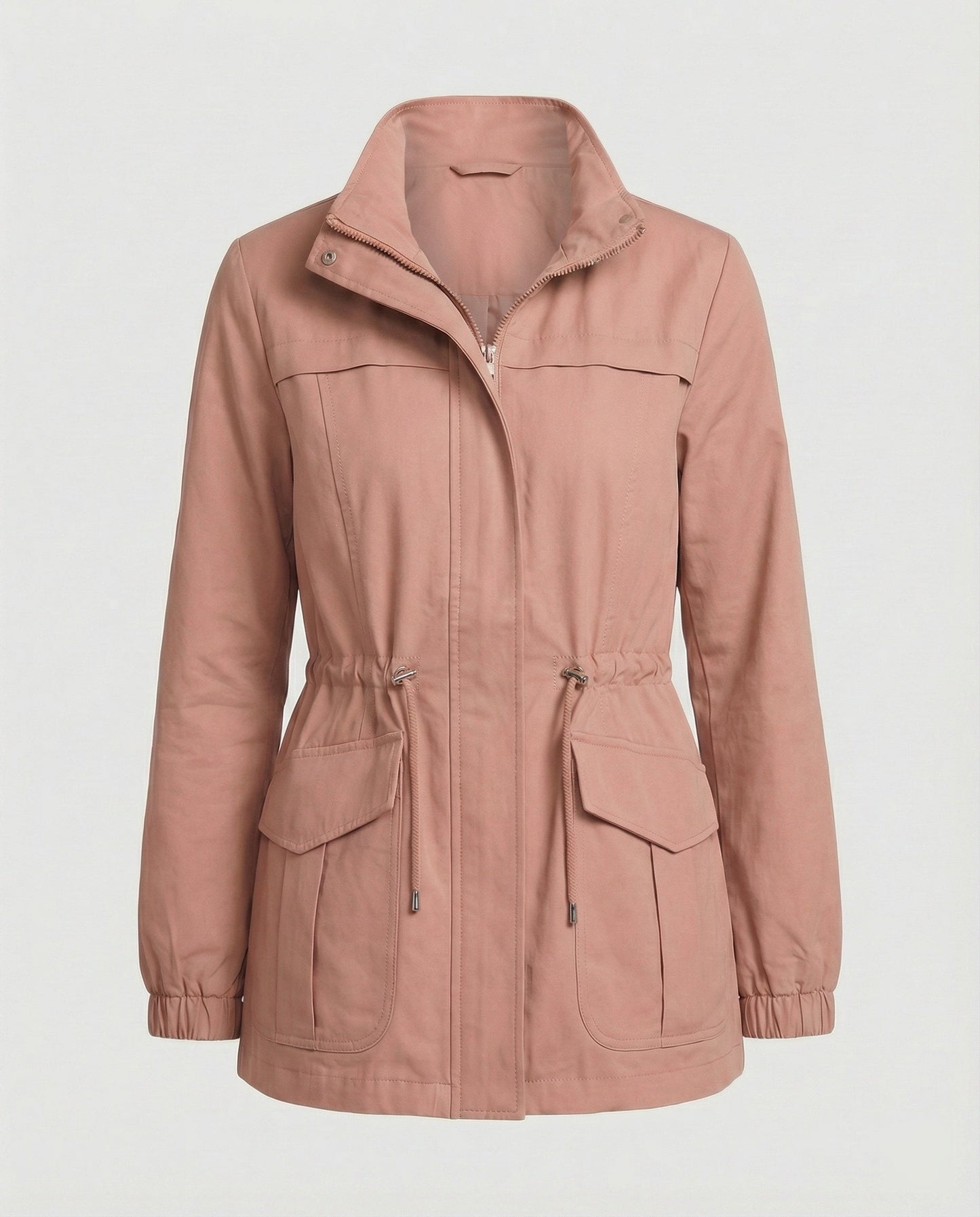 Women's Utility Jacket with Adjustable Waist - Casual Chic and Practical