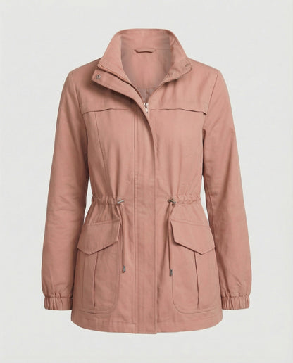 Women's Utility Jacket with Adjustable Waist - Casual Chic and Practical