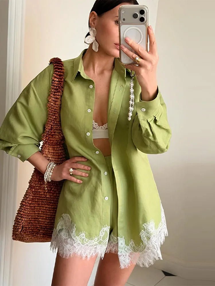 Ensemble plage femme blouse et short - Leger et raffine