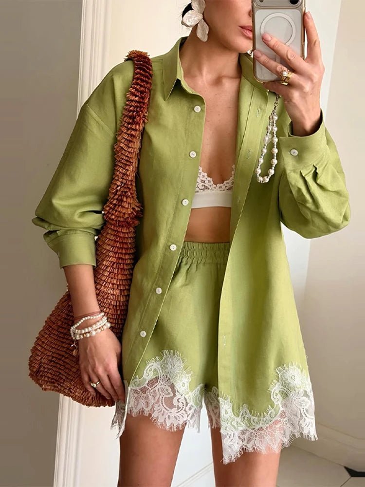 Ensemble plage femme blouse et short - Leger et raffine