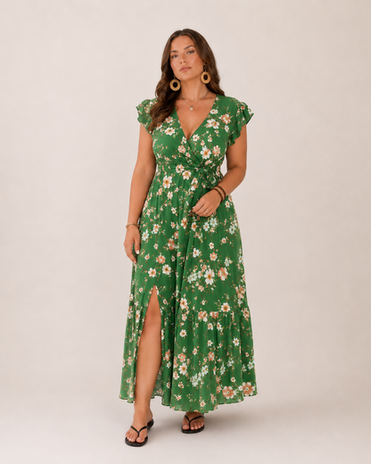 Women's floral maxi wrap dress - Flattering and feminine