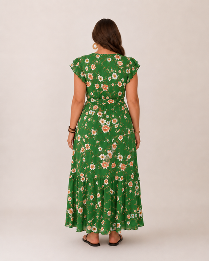 Women's floral maxi wrap dress - Flattering and feminine