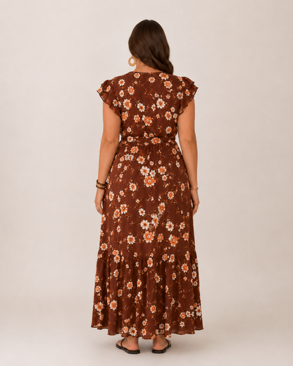 Women's floral maxi wrap dress - Flattering and feminine