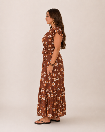 Women's floral maxi wrap dress - Flattering and feminine