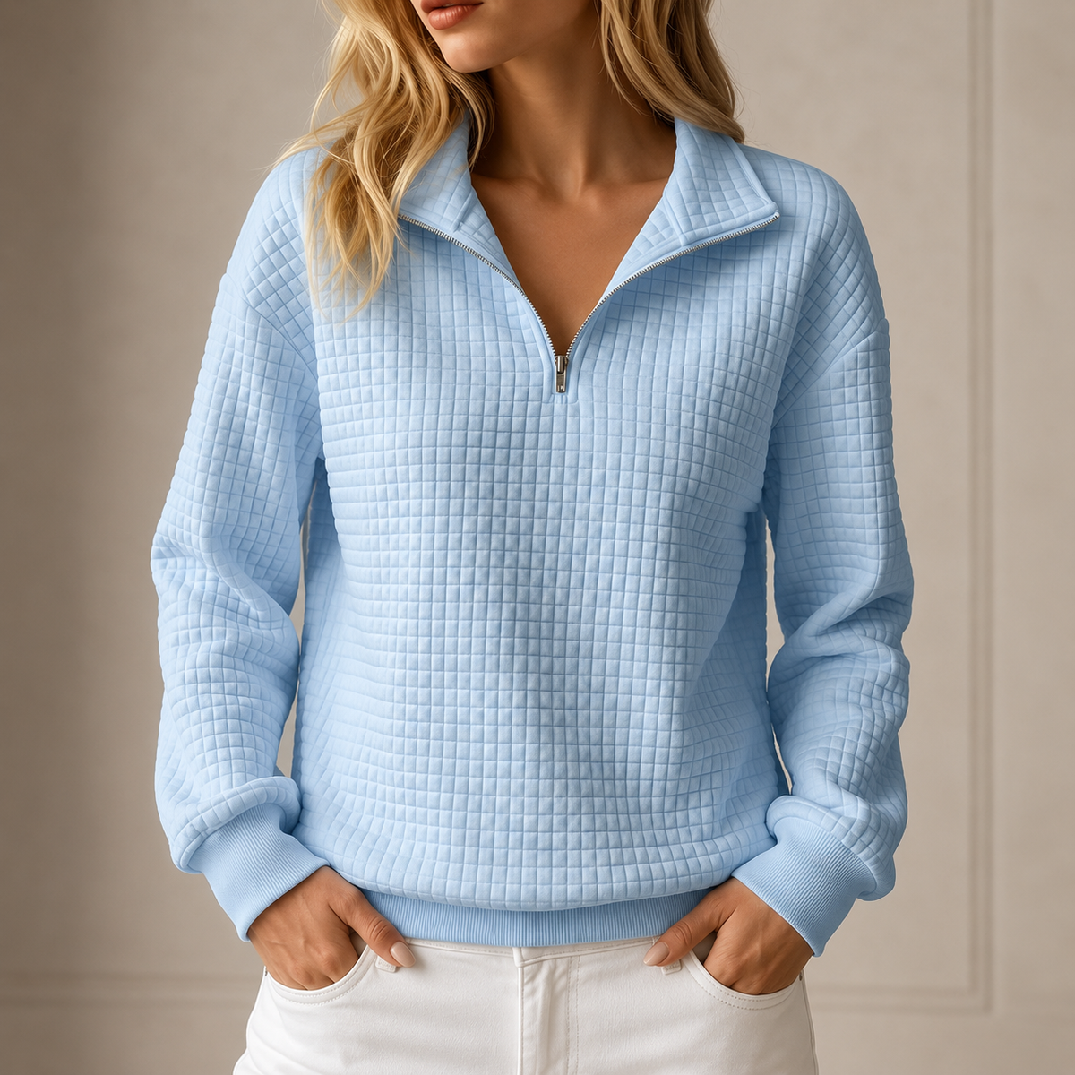 Women's quilted half-zip top - Warm and comfortable