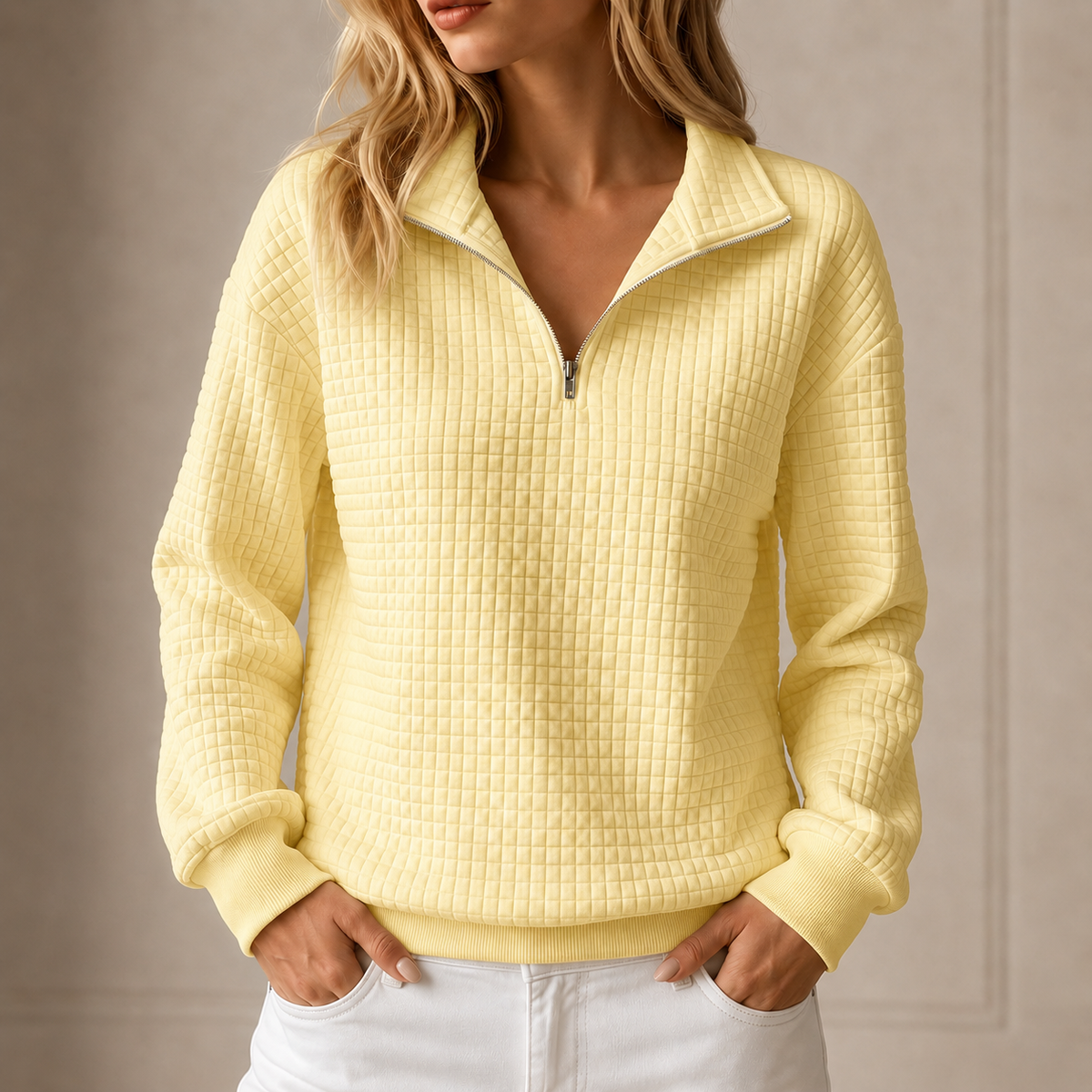 Women's quilted half-zip top - Warm and comfortable