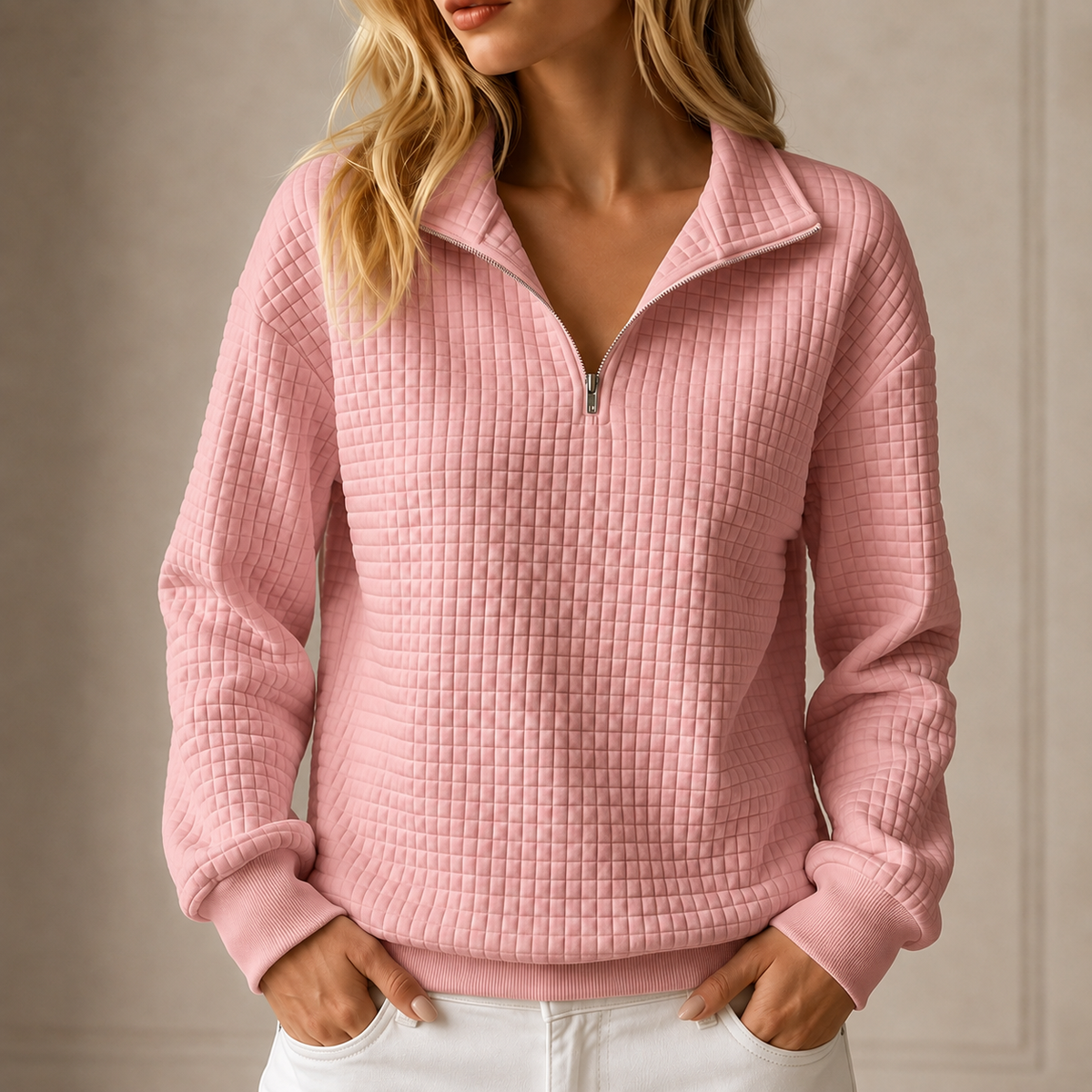 Women's quilted half-zip top - Warm and comfortable