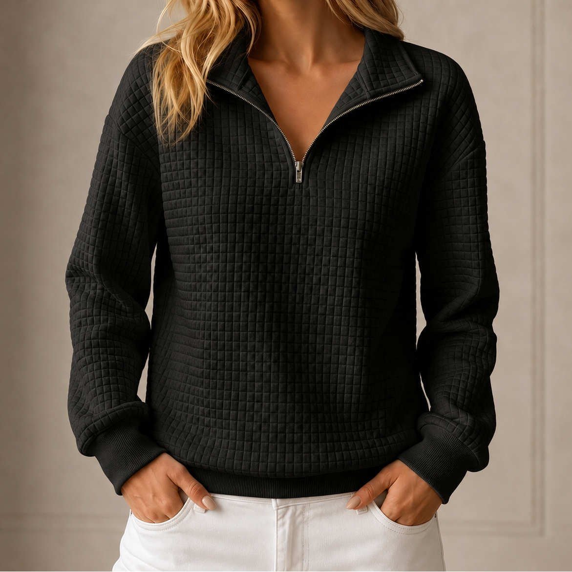Women's quilted half-zip top - Warm and comfortable