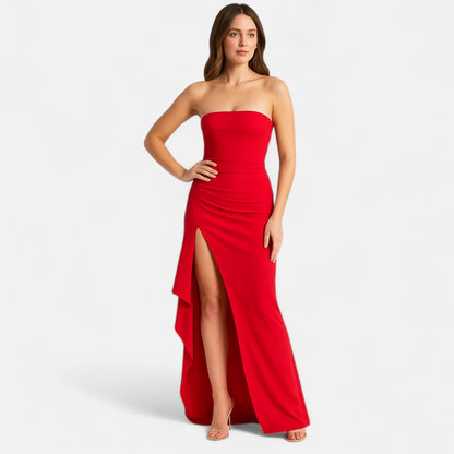Robe bustier fendue pour femme – Style glamour contemporain, audacieux et élégant pour une soirée élégante