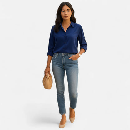 Chemisier classique à col pour femme – Silhouette fluide, style élégant et sophistiqué