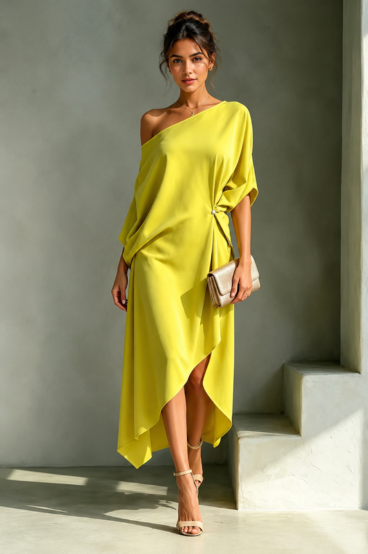 Abito asimmetrico donna elegante - Fluido e luminoso
