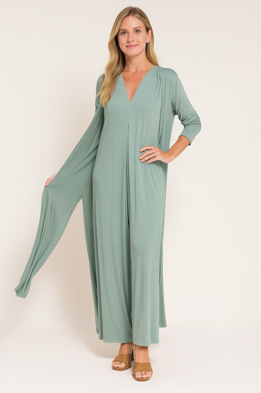 Elegant Two-Piece Set for Women – Summer Dress and Long-Sleeved Robe
