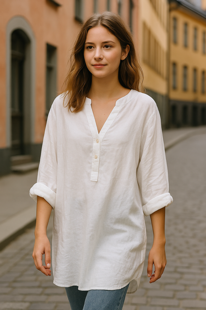 Chemise femme légère en coton – Chemise d'été ample et respirante au style décontracté