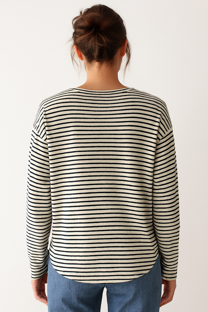 T-shirt à manches longues rayé pour femme – Haut décontracté et confortable au quotidien