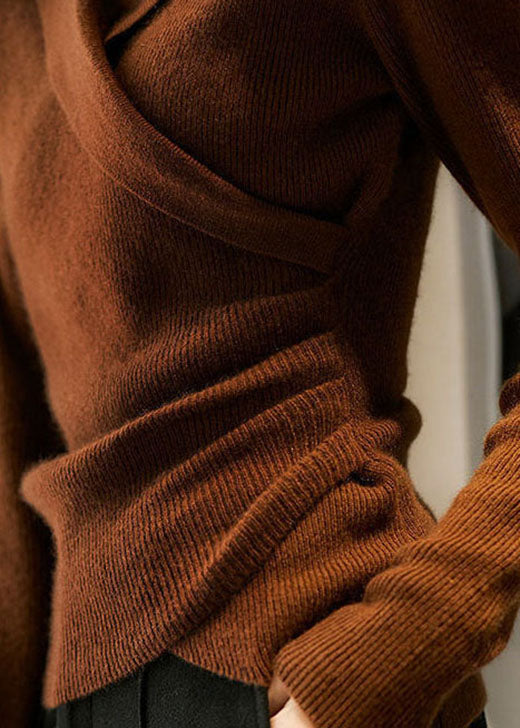 Pull à col Claudine pour femme – Tricots ajustée asymétrique