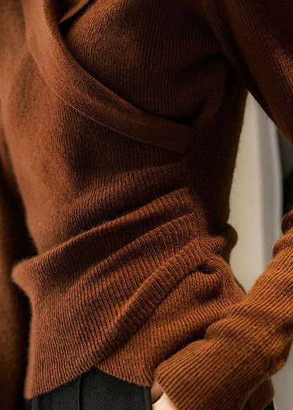 Pull à col Claudine pour femme – Tricots ajustée asymétrique
