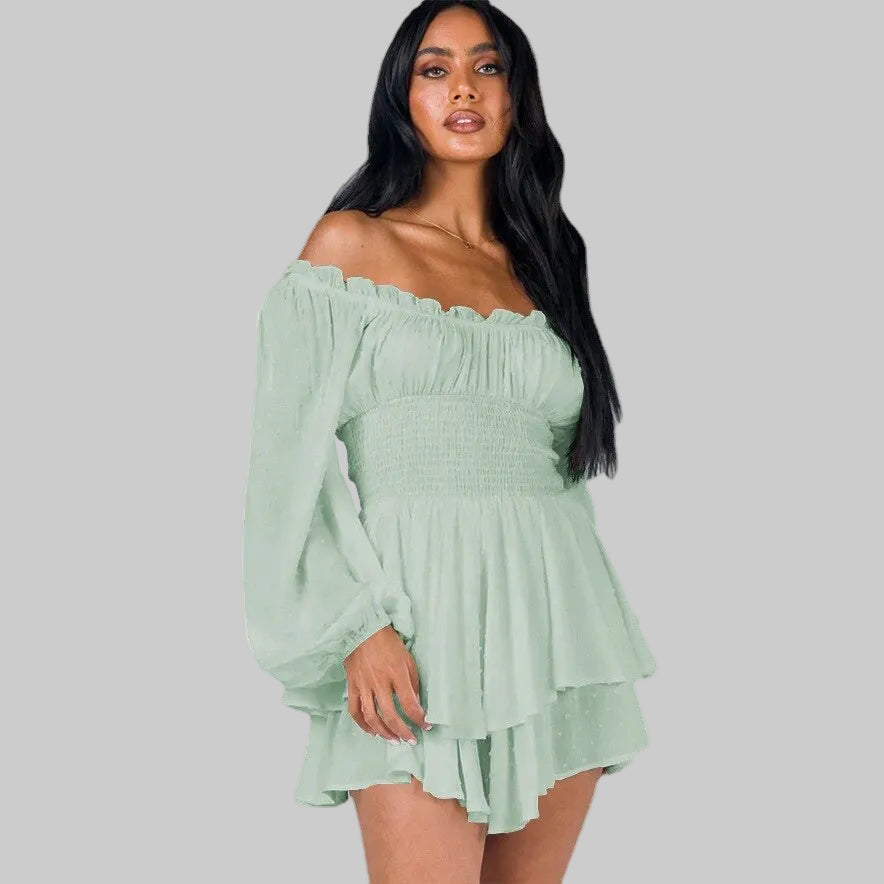Women's Short Jumpsuit with Bare Shoulders - Chic and Lightweight