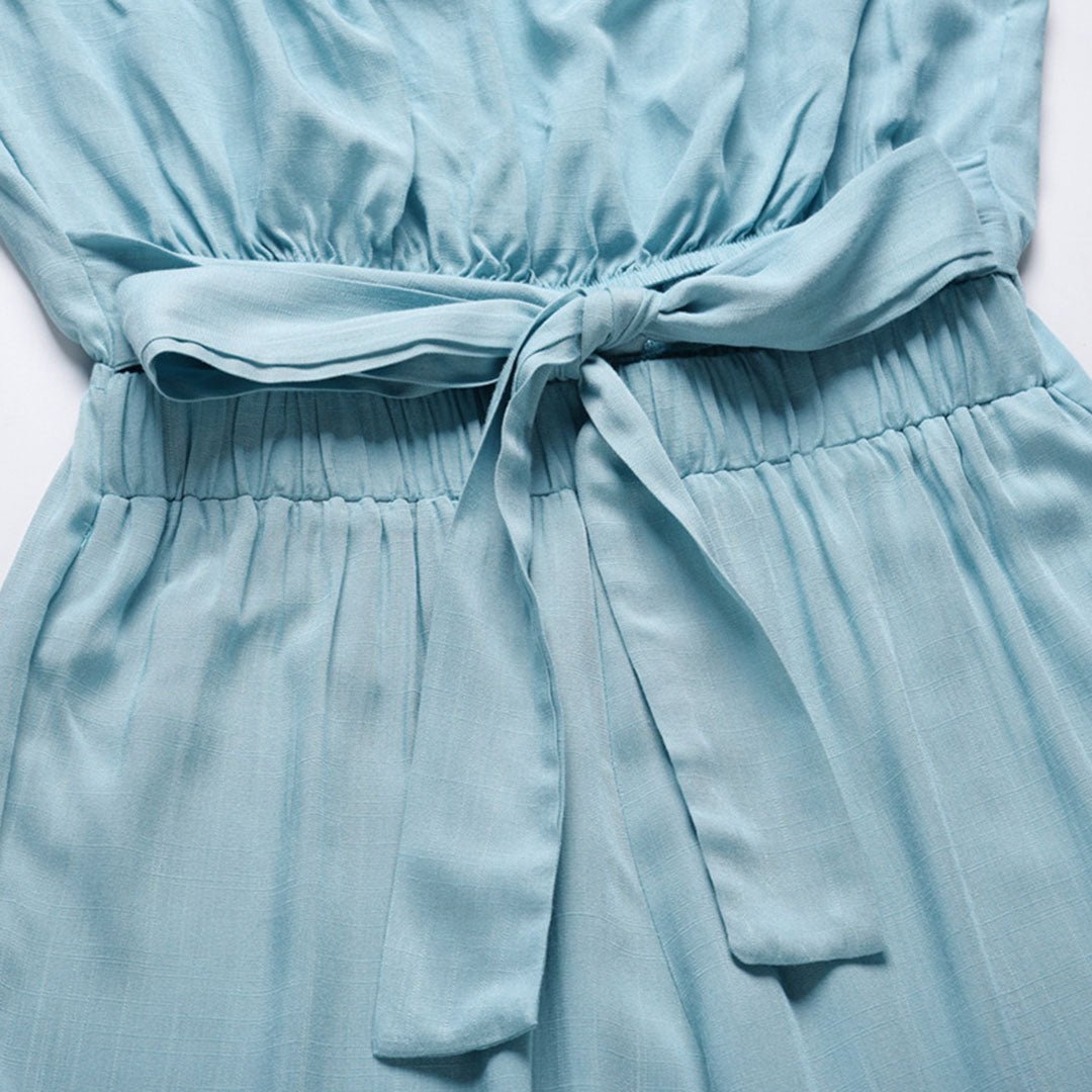 Combinaison femme bustier à jambe large – Taille nouée élégante