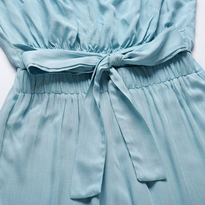 Combinaison femme bustier à jambe large – Taille nouée élégante