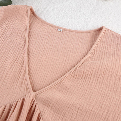 Robe Midi Décontractée pour Femme – Robe Ample à Col en V